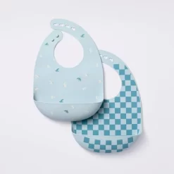 Silicone Bibs - 2pk - Birds/Checker - Cloud Island™ -Cloud Island Shop GUEST 05baecde ad3c 436e 932f bd0032982d3b