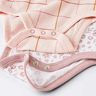 Baby Girls' 4pk Floral Short Sleeve Bodysuits - Cloud Island™ Peach/Pink 5 Baby Girls' 4pk Floral Short Sleeve Bodysuits - Cloud Island™ Peach/Pink - Image 3