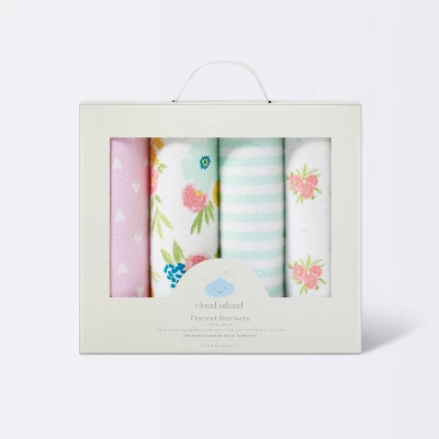 Flannel Baby Blankets Floral Fields 4pk - Cloud Island™ 4 Flannel Baby Blankets Floral Fields 4pk - Cloud Island™ - Image 2
