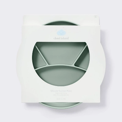 Silicone Suction Divided Plate - Green - Cloud Island™ 4 Silicone Suction Divided Plate - Green - Cloud Island™ - Image 2