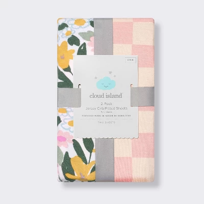 Fitted Jersey Crib Sheet - Painterly Floral - 2pk - Cloud Island™ 5 Fitted Jersey Crib Sheet - Painterly Floral - 2pk - Cloud Island™ - Image 3