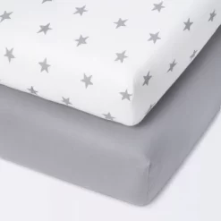 Fitted Mini Crib Jersey Sheet - Cloud Island™ Star/Gray 2pk -Cloud Island Shop GUEST 187ca05c 3897 46a7 be55 536216c3d1d5