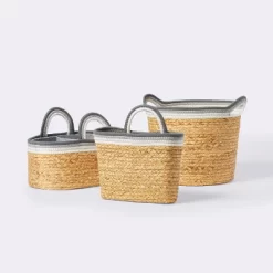 Braided Water Hyacinth Tapered Floor Basket With Coiled Rope Handles - Gray - Cloud Island™ 7 Braided Water Hyacinth Tapered Floor Basket With Coiled Rope Handles - Gray - Cloud Island™ -Cloud Island Shop GUEST 19429f9d 4e11 486f b40a f3f1fb17c34c