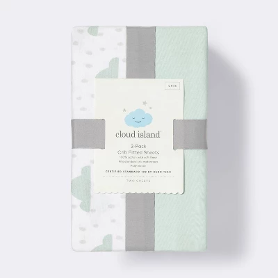 Fitted Crib Sheet - Cloud Island™ - Clouds/Mint - 2pk 4 Fitted Crib Sheet - Cloud Island™ - Clouds/Mint - 2pk - Image 2