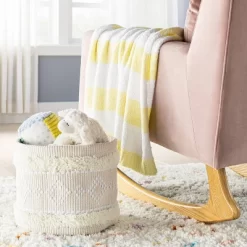 Chenille Stripe Baby Blanket - Yellow And White Stripes - Cloud Island™