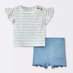 Baby Girls' 2pc Striped Pocket T-Shirt & Bike Shorts Set - Cloud Island™ Blue 9 Baby Girls' 2pc Striped Pocket T-Shirt & Bike Shorts Set - Cloud Island™ Blue -Cloud Island Shop GUEST 25d839b8 9c77 492e 932a a0f5cbad0036