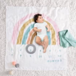 Muslin Blanket With Felt Frame Rainbow - Cloud Island™