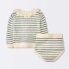 Baby Girls' 2pc Striped Peter Pan Collared Sweater Set - Cloud Island™ Blue