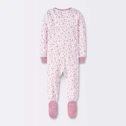 Baby Girls' 3pk Floral Tight Fit Sleep N' Play - Cloud Island™ Peach
