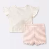 Baby Girls' 2pc Dog Floral T-Shirt Shirt & Bike Shorts Set - Cloud Island™ Cream