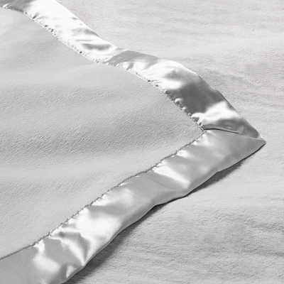 Solid Satin Edge Plush Blanket - Cloud Island™ Gray 4 Solid Satin Edge Plush Blanket - Cloud Island™ Gray - Image 2