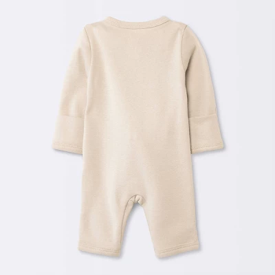 Baby 3pk Cotton Romper - Cloud Island™ Khaki Preemie: Long Sleeve, Front Hook And Loop Fastener, Solid & Stripe Patterns 3 Baby 3pk Cotton Romper - Cloud Island™ Khaki Preemie: Long Sleeve, Front Hook And Loop Fastener, Solid & Stripe Patterns
