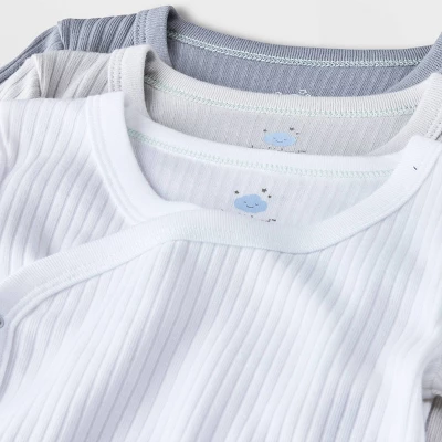 Baby Boys' 3pk Side Snap Long Sleeve Bodysuit - Cloud Island™ Gray 4 Baby Boys' 3pk Side Snap Long Sleeve Bodysuit - Cloud Island™ Gray - Image 2