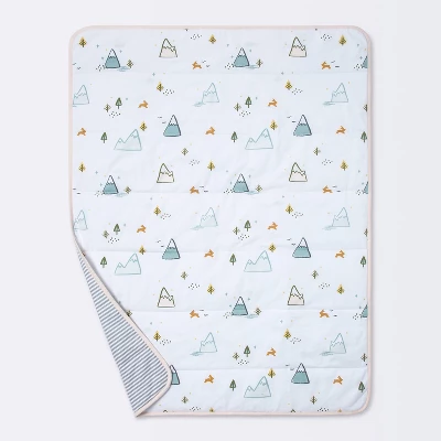 Jersey Knit Reversible Baby Blanket Adventures - Cloud Island™ White/Gray/Pink 4 Jersey Knit Reversible Baby Blanket Adventures - Cloud Island™ White/Gray/Pink - Image 2