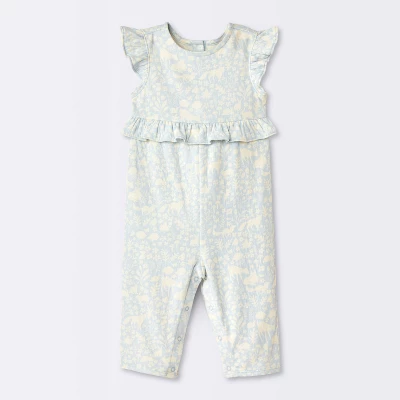 Baby Girls' Long Leg Floral Romper - Cloud Island™ Blue 6 Baby Girls' Long Leg Floral Romper - Cloud Island™ Blue - Image 4
