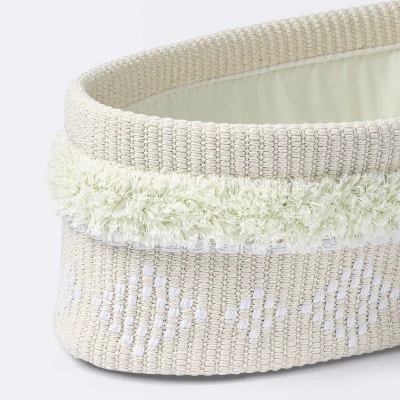 Tufted Fabric Medium Oval Storage Basket - Khaki And Cream - Cloud Island™ 4 Tufted Fabric Medium Oval Storage Basket - Khaki And Cream - Cloud Island™ - Image 2