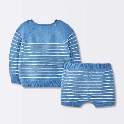 Baby Boys' Striped Sweater Set - Cloud Island™ Blue 3 Baby Boys' Striped Sweater Set - Cloud Island™ Blue