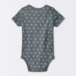 Baby 4pk Short Sleeve Moons Bodysuit - Cloud Island™ Gray