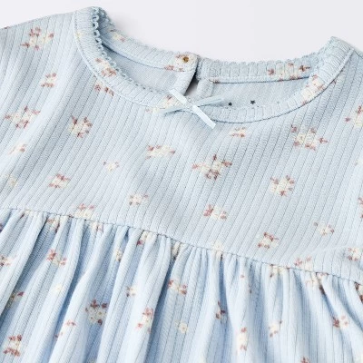 Baby Girls' Floral Skirted Bodysuit - Cloud Island™ Blue 4 Baby Girls' Floral Skirted Bodysuit - Cloud Island™ Blue - Image 2