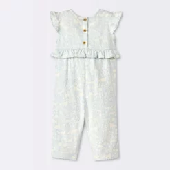 Baby Girls' Long Leg Floral Romper - Cloud Island™ Blue
