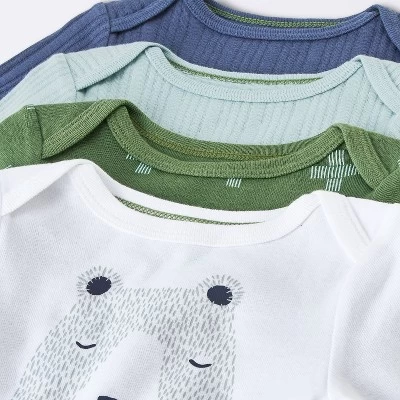 Baby Boys' 4pk Bear Long Sleeve Bodysuits - Cloud Island™ Ivory/Blue/Green 4 Baby Boys' 4pk Bear Long Sleeve Bodysuits - Cloud Island™ Ivory/Blue/Green - Image 2