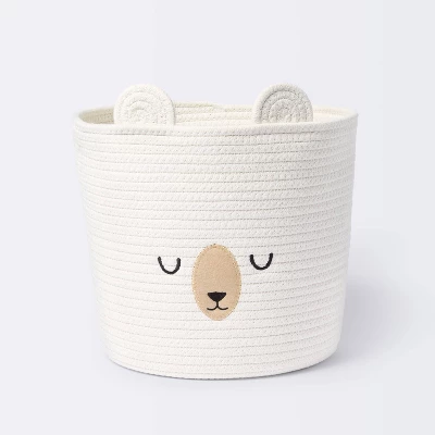 Medium Coiled Rope Round Basket Sleepy Bear - Cream - Cloud Island™ 6 Medium Coiled Rope Round Basket Sleepy Bear - Cream - Cloud Island™ - Image 4