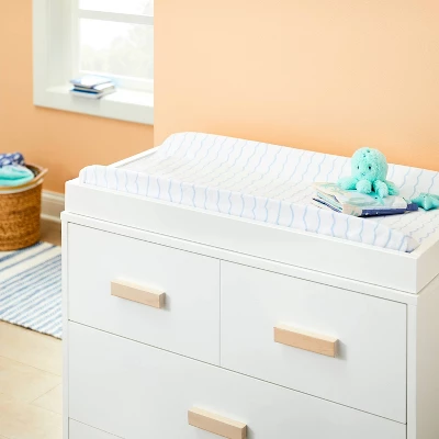 Plush Changing Pad Cover Sea Stripe - White/Blue - Cloud Island™ 3 Plush Changing Pad Cover Sea Stripe - White/Blue - Cloud Island™