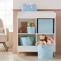 Quilted Fabric Small Round Storage Basket - Cloud Island™