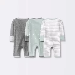 Baby 3pk Basic Romper - Cloud Island™ Gray Preemie