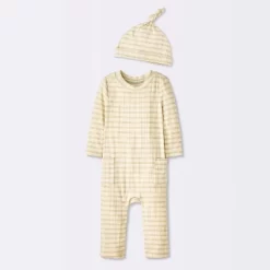 Baby Jacquard Checkered Romper & Hat - Cloud Island™ Tan -Cloud Island Shop GUEST 7757c850 658c 4c05 be03 218cf0cd0713