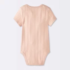 Baby Girls' 4pk Floral Short Sleeve Bodysuits - Cloud Island™ Peach/Pink