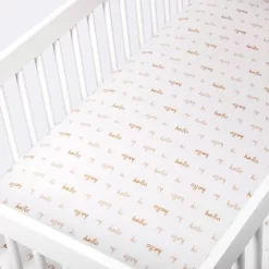 Flannel Fitted Crib Sheet Hello Script - Cloud Island™ -Cloud Island Shop GUEST 8575e023 d2cb 4861 b95b 5ee4a6b0253c