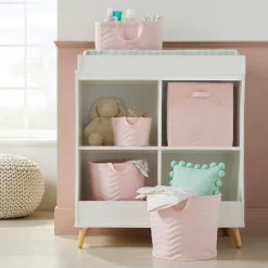 Cloud Island Shop 33 Quilted Fabric Cube Storage Bin - Light Pink - Cloud Island™