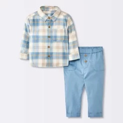 Baby Boys' Flannel Button-Down Top & Pants Set - Cloud Island™ Blue -Cloud Island Shop GUEST 87754212 e8c6 43aa a453 e04b0d480d34