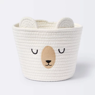 Small Tapered Round Coiled Rope Round Basket Sleepy Bear - Cloud Island™ 6 Small Tapered Round Coiled Rope Round Basket Sleepy Bear - Cloud Island™ - Image 4