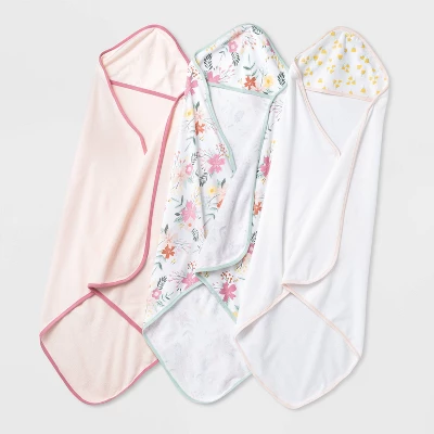 Baby Girls' 3pk Floral Meadow Hooded Towel - Cloud Island™ 5 Baby Girls' 3pk Floral Meadow Hooded Towel - Cloud Island™ - Image 3