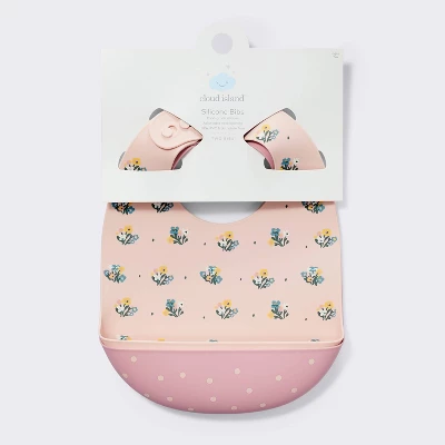 Silicone Bibs - 2pk - Flowers/Dots - Cloud Island™ 4 Silicone Bibs - 2pk - Flowers/Dots - Cloud Island™ - Image 2