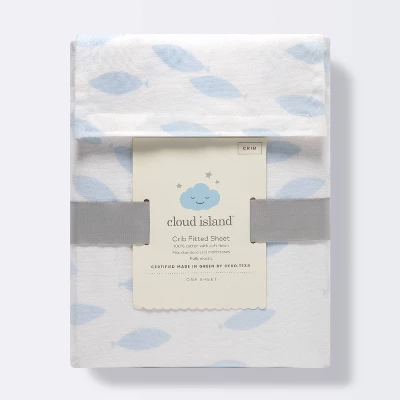 Fitted Crib Sheet - Cloud Island™ School Of Fish Light Blue And White 6 Fitted Crib Sheet - Cloud Island™ School Of Fish Light Blue And White - Image 4