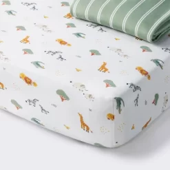 Fitted Jersey Crib Sheet - Safari Stripes - 2pk - Cloud Island™ -Cloud Island Shop GUEST 91672444 4a25 4064 a6ef 48ed2daa22a3