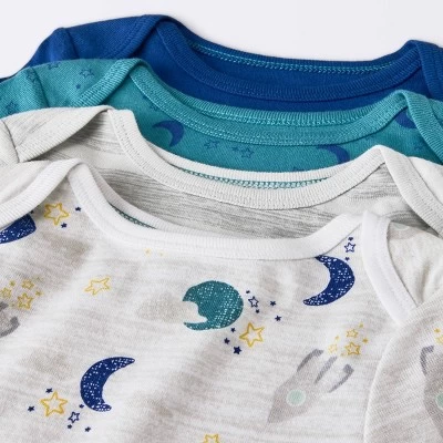 Baby 4pk Short Sleeve Bodysuit - Cloud Island™ Blue 4 Baby 4pk Short Sleeve Bodysuit - Cloud Island™ Blue - Image 2