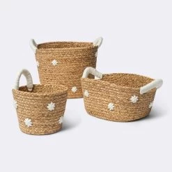 Braided Water Hyacinth With Tufted Embroidery Medium Round Storage Basket - Cloud Island™ 7 Braided Water Hyacinth With Tufted Embroidery Medium Round Storage Basket - Cloud Island™ -Cloud Island Shop GUEST a7bd05cd bca9 4965 97c1 315288e11582