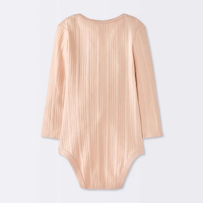 Baby Girls' 4pk Floral Long Sleeve Bodysuits - Cloud Island™ Peach/Pink 3 Baby Girls' 4pk Floral Long Sleeve Bodysuits - Cloud Island™ Peach/Pink