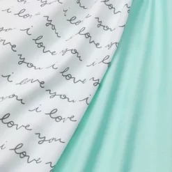 Crib Fitted Sheets I Love You And Mint Solid - Cloud Island™ - Gray/Mint - 2pk