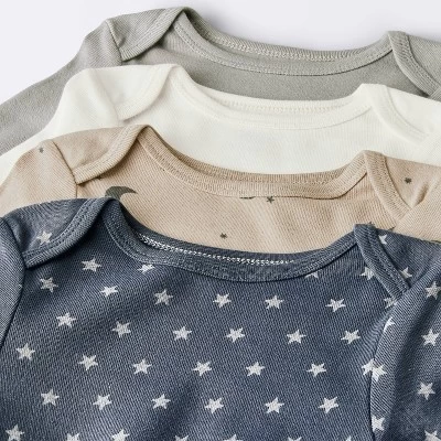 Baby 4pk Long Sleeve Moons Bodysuit - Cloud Island™ Gray 4 Baby 4pk Long Sleeve Moons Bodysuit - Cloud Island™ Gray - Image 2