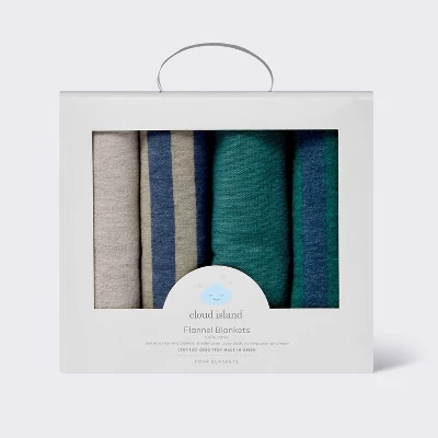 Flannel Baby Blankets - Cool Metallic - 4pk - Cloud Island™ 5 Flannel Baby Blankets - Cool Metallic - 4pk - Cloud Island™ - Image 3
