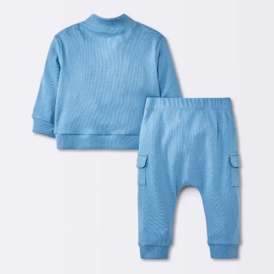 Baby Boys' 2pc Cozy Quarter Zip Top & Bottom Set - Cloud Island™ Blue 3 Baby Boys' 2pc Cozy Quarter Zip Top & Bottom Set - Cloud Island™ Blue