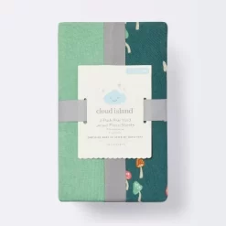 Fitted Jersey Play Yard Crib Sheet - Mushroom/Solid Green - 2pk - Cloud Island™ -Cloud Island Shop GUEST b9764904 d2c3 4282 9904 d6f8eafb57f3