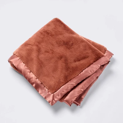Solid Satin Edge Plush Baby Blanket - Russet Brown - Cloud Island™ 6 Solid Satin Edge Plush Baby Blanket - Russet Brown - Cloud Island™ - Image 4