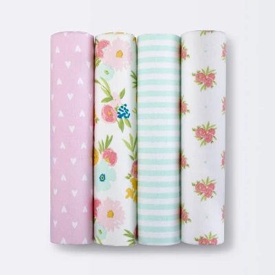 Flannel Baby Blankets Floral Fields 4pk - Cloud Island™ 5 Flannel Baby Blankets Floral Fields 4pk - Cloud Island™ - Image 3