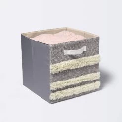 Tufted Canvas 13"x13" Storage Cube - Cloud Island™ Gray/Cream -Cloud Island Shop GUEST c1835701 48bb 43fe 8226 dcdbee7fe71a